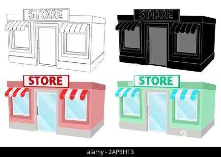 Store buildings set Stock Vector
