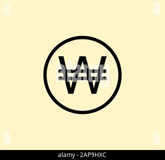 Korean won icon. Vector illustration, flat design Stock Vector