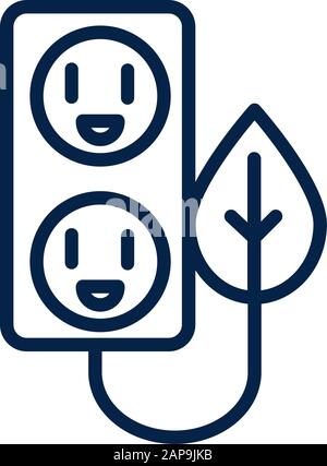 electrical outlet leaf ecology environment icon linear vector illustration Stock Vector