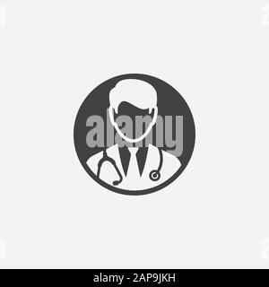 Doctor with stethoscope icon design, Physician doctor flat vector icon for apps and websites, doctor logo illustration Stock Vector