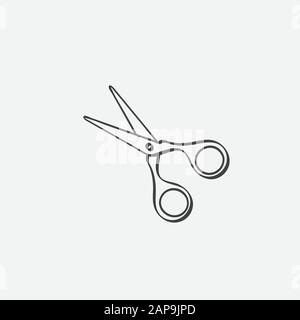 Scissor flat linear Icon logo design vector template, cut symbol, cutting icon Stock Vector