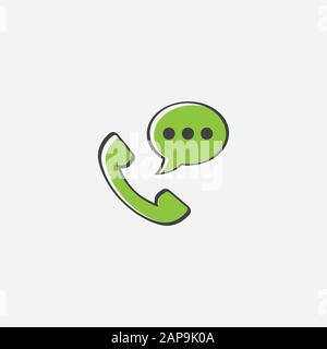 Telephone icon with chat bubble icon vector, Chat communication phone vector, speech bubbles telephone icon, contact and support icon vector design. Stock Vector