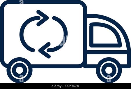 garbage truck recycle ecology environment icon linear vector illustration Stock Vector