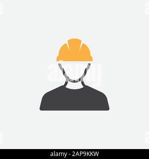 Construction Worker Icon vector Person Profile Avatar With Hard helmet and Jacket, builder man in a helmet, icon, vector illustration Stock Vector