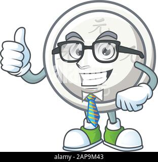 cartoon character of Businessman chinese silver coin wearing glasses Stock Vector