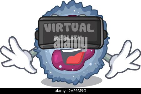 Trendy neutrophil cell character wearing Virtual reality headset Stock Vector