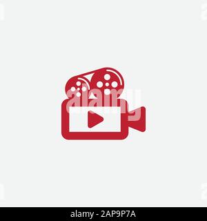 Video Recorder Icon Vector Illustration, camera movie icon, video sign, cinema symbol, video camera flat icon, Video camera illustration design Stock Vector