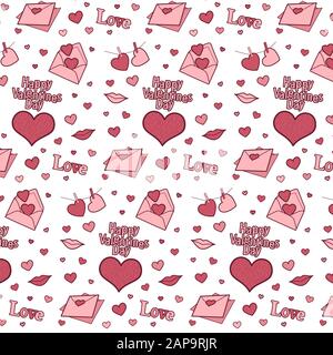 Happy valentines day colourful seamless pattern. Vector Stock Vector