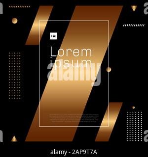 Abstract modern trendy gold and white geometric shape element on black background minimal style. Vector illustration Stock Vector