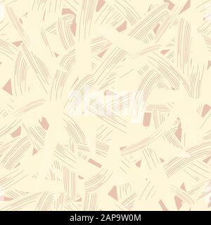 Abstract vector wicker design with cream white and blush pink elements. Organic hand drawn seamless pattern. All over print. For wellness, spa Stock Vector