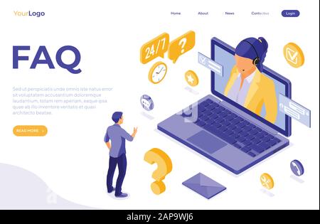 Isometric Online Customer Support Stock Vector