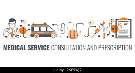 Medical Service and Prescription Process Infographics Stock Vector