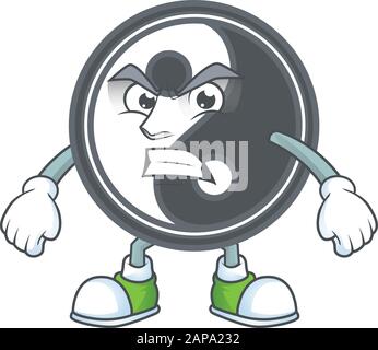 cartoon character of yin yang with angry face Stock Vector