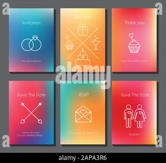 Set of vector blurred wedding cards Stock Vector