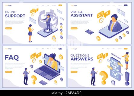 Isometric Online Customer Support Stock Vector