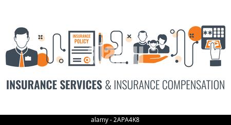 Insurance Services Process Infographics Stock Vector