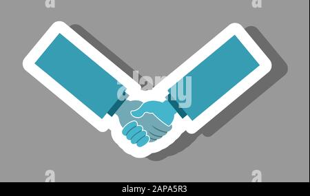 Handshake icon that symbolizes partnership and agreement. All the objects, shadows and background are in different layers. Stock Vector