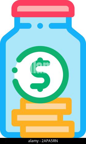 Coins In Jar Icon Vector Outline Illustration Stock Vector