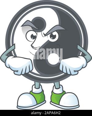Yin yang mascot cartoon character style with Smirking face Stock Vector