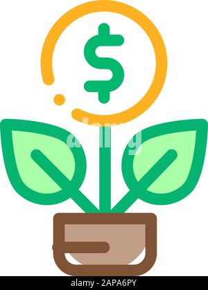 Plant Grow Coin Icon Vector Outline Illustration Stock Vector