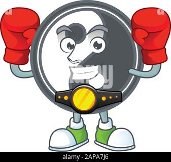 Happy Face Boxing yin yang cartoon character design Stock Vector