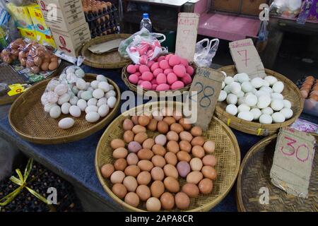 Eggs for sale in stall Thailand Chiang Mai Market Stock Photo