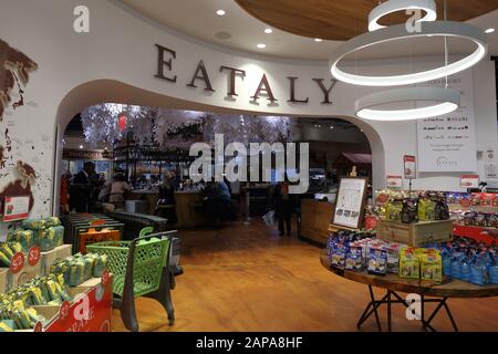 Entrance to Eataly in the World Trade Center shopping mall in Downtown Manhattan, New York, NY Stock Photo