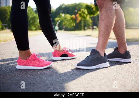 Close up of young couple after running Stock Photo
