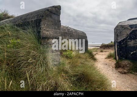 Second World War German bunker on Utah Beach, Normandy, France Stock Photo
