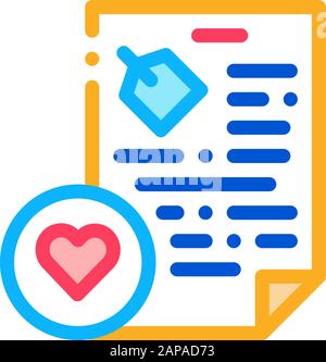Document Heart Icon Vector Outline Illustration Stock Vector