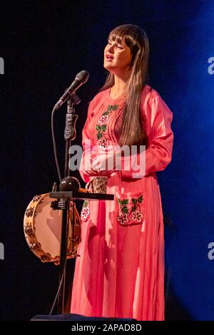 Samantha as Judith Durham in the tribute show 'Sounds Like the Seekers' at the Hub in Verwood, Dorset UK on 1 March 2019 Stock Photo