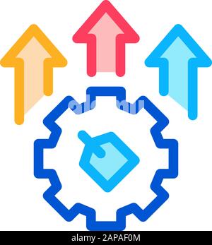 Gear Arrows Label Icon Vector Outline Illustration Stock Vector