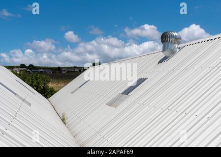 Elgin, Western Cape, South Africa. December 2019. An overview of a new new roof with an extractor fan Stock Photo