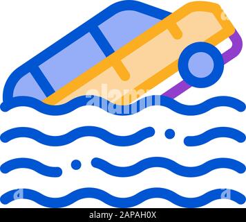 Sinking Car Icon Vector Outline Illustration Stock Vector