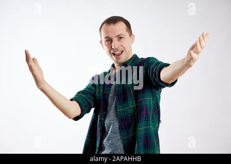 Happy emotions on the man face, pleased with himself. Happiness guy Stock Photo