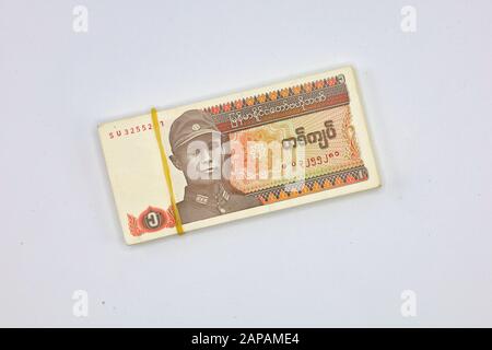 MANDALAY/MYANMAR - 07th January, 2020 : Myanmar Kyats Banknote, Money, Kyat Currency in Myanmar. Stock Photo