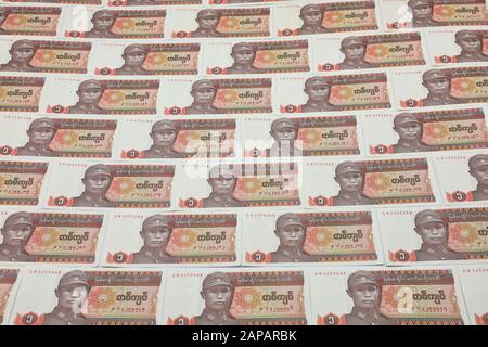 MANDALAY/MYANMAR - 07th January, 2020 : Myanmar Kyats Banknote, Money, Kyat Currency in Myanmar. Stock Photo