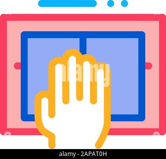 Hand Scanning Icon Vector Outline Illustration Stock Vector