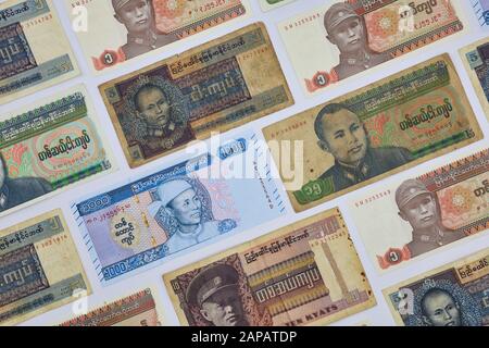 MANDALAY/MYANMAR - 07th January, 2020 : Myanmar Kyats Banknote, Money, Kyat Currency in Myanmar. Stock Photo