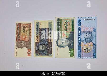 MANDALAY/MYANMAR - 07th January, 2020 : Myanmar Kyats Banknote, Money, Kyat Currency in Myanmar. Stock Photo