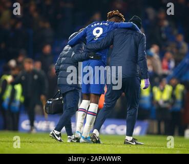 Chelsea's Tammy Abraham picks up a injury during English Premier League between Chelsea and Arsenal at Stanford Bridge Stadium, London, England on 21 January 2020 (Photo by AFS/Espa-Images) Stock Photo