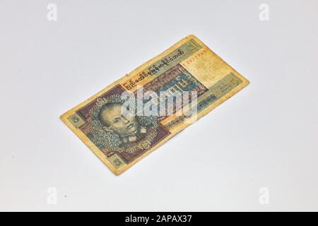 MANDALAY/MYANMAR - 07th January, 2020 : Myanmar Kyats Banknote, Money, Kyat Currency in Myanmar. Stock Photo