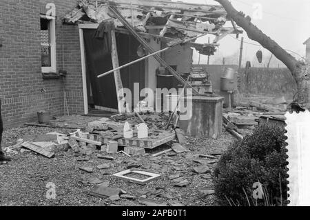 Natural gas explosion at the family Gruppen in Zuidwolde Date: February 5, 1960 Location: Drenthe, Zuidwolde Keywords: Natural gas explosions Personal name: family Gruppen Stock Photo