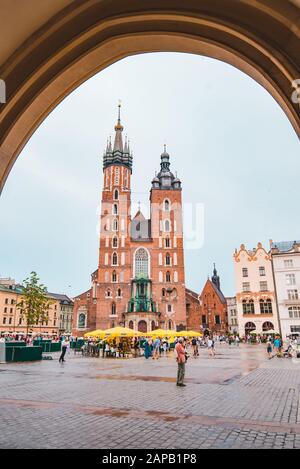 Krakow, Poland - June 16, 2019: old european town market square Stock Photo