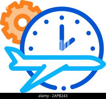 Plane Watch Gear Icon Vector Outline Illustration Stock Vector
