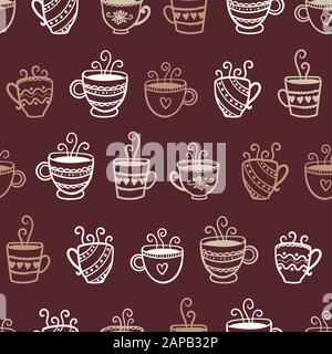 Lovely hand drawn coffee seamless pattern, cute doodle background, great  for banners, wallpapers, wrapping, fabrics - vector design Stock Vector  Image & Art - Alamy