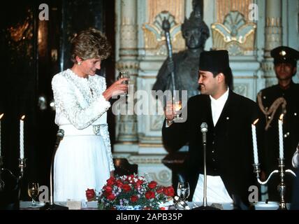 HRH Princess Diana and HRH Prince Dipendra (right) attend a banquet at ...