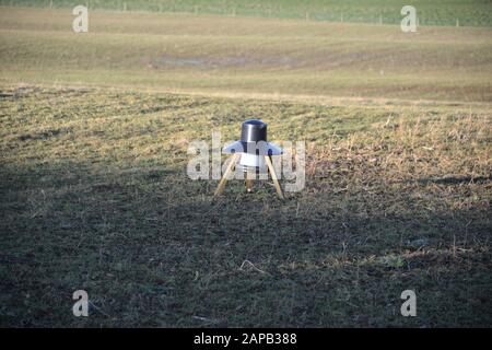 Game Bird Feeder Seen In A Field Close To The North Oxfordshire