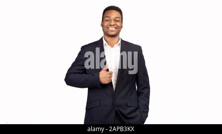 Afro guy showing thumb up and smiling Stock Photo