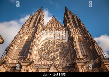 Prague, Czech Republic 1/5/2020: St. Vitus Cathedral, front entrance. Stock Photo